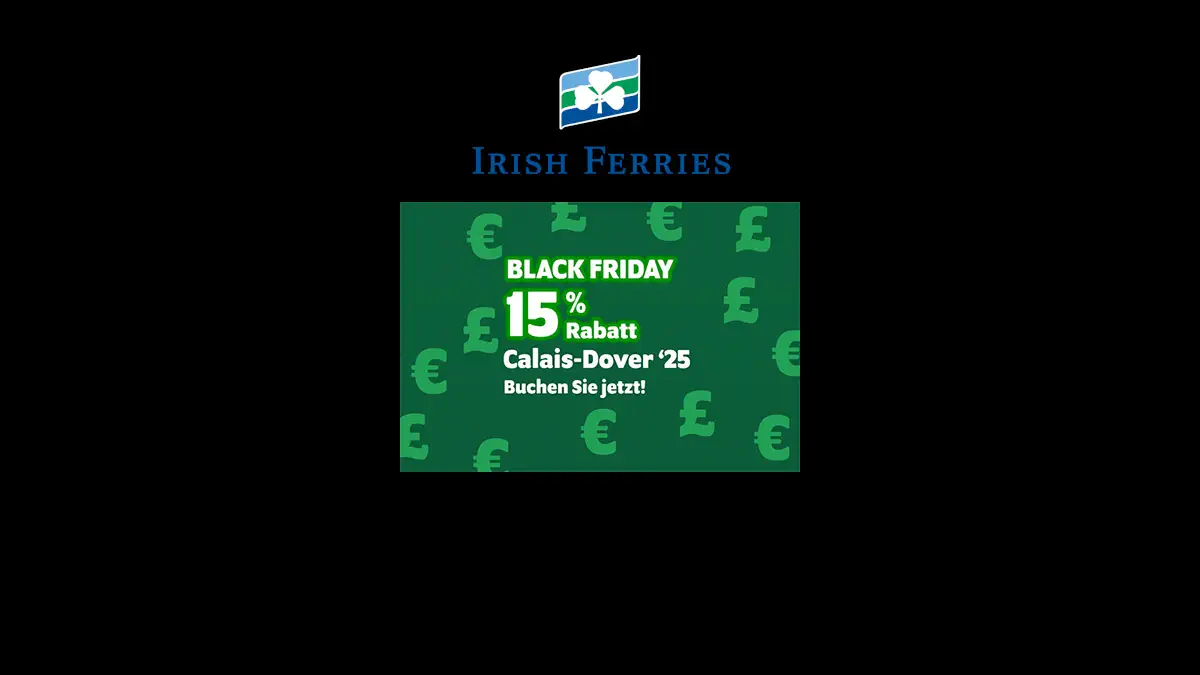 Irish Ferries Prom Promocja Black Friday 2024 z 15% zniżką na połączenie Calais-Dover.