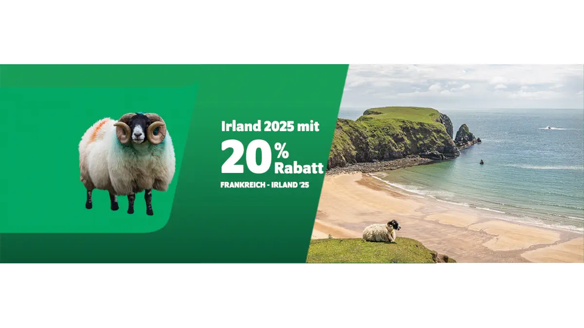 Irish Ferries Zniżka za wczesną rezerwację 2025 - podróżuj z Francji do Irlandii z 20% zniżką.