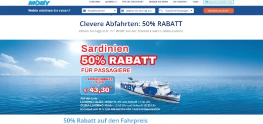 Oferta Moby Lines Sardynia z 50% zniżką na bilety promowe.